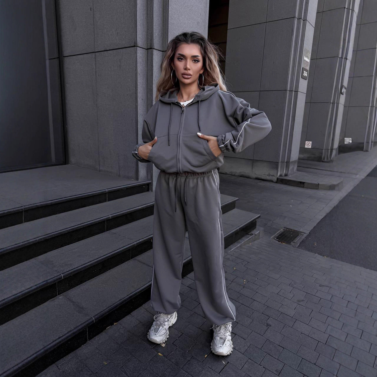 Damen Sportset Elastischer Bund Hochkragen Norvielle - Norvielle