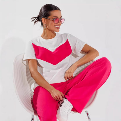Damen T-Shirt Leichtes Oversized Farbblockdesign - Norvielle