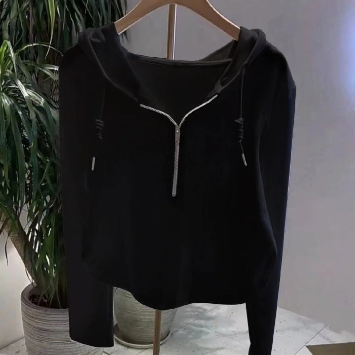 Damen Kapuzenpullover Lässig Halbhoch Reißverschluss Norvielle