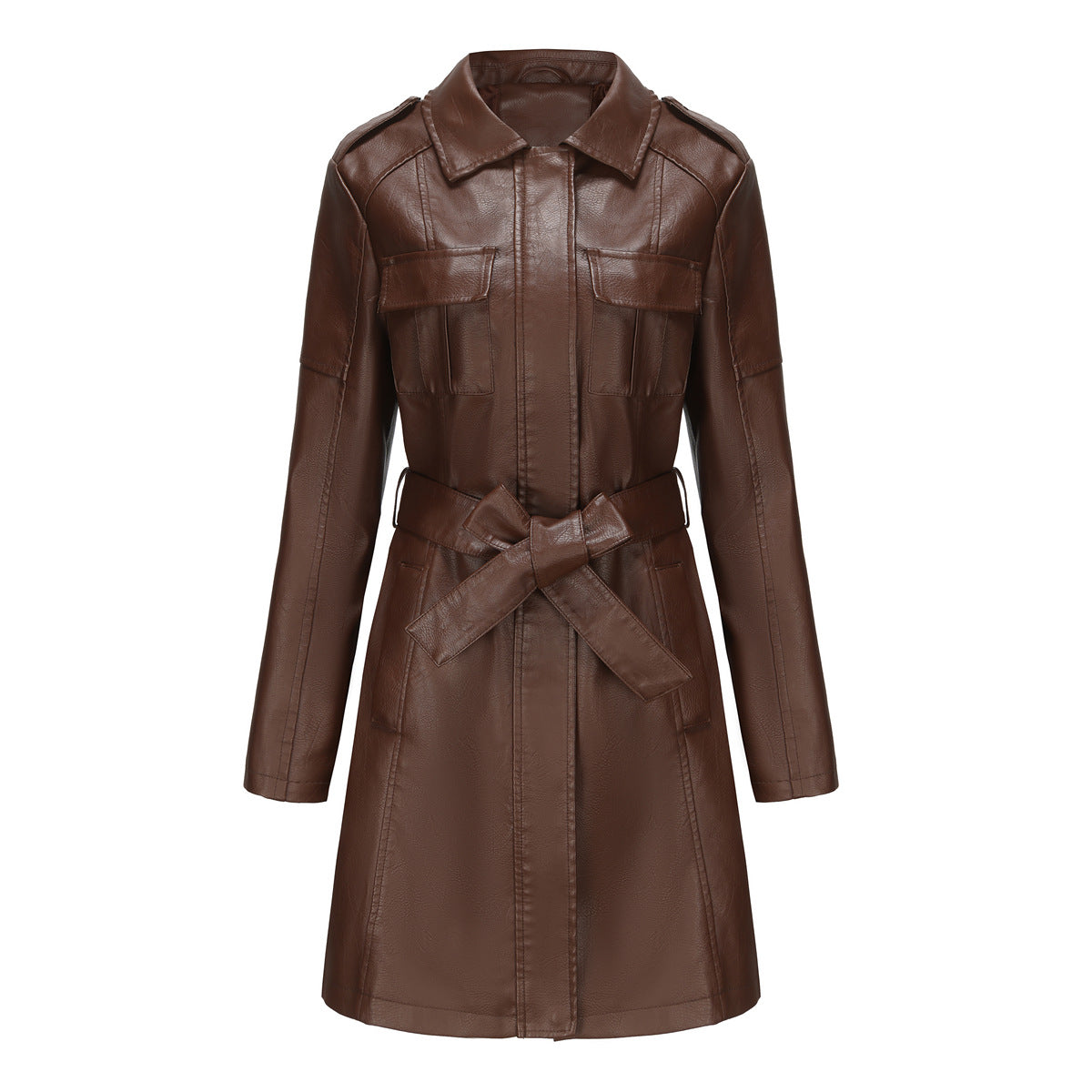Damen Mantel Mid-Length Tailliert Spitzkragen