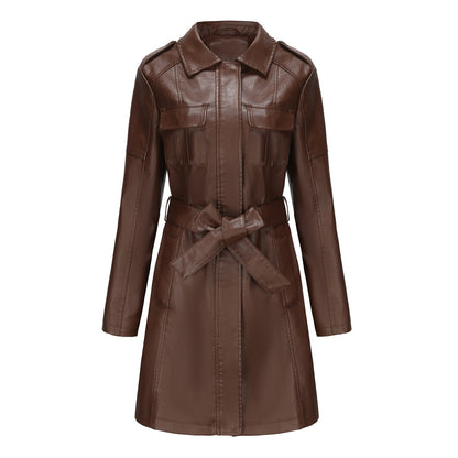 Damen Mantel Mid-Length Tailliert Spitzkragen
