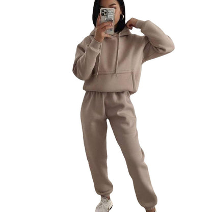 Damen Fleece-Joggingset mit Kapuze Elastisch Norvielle