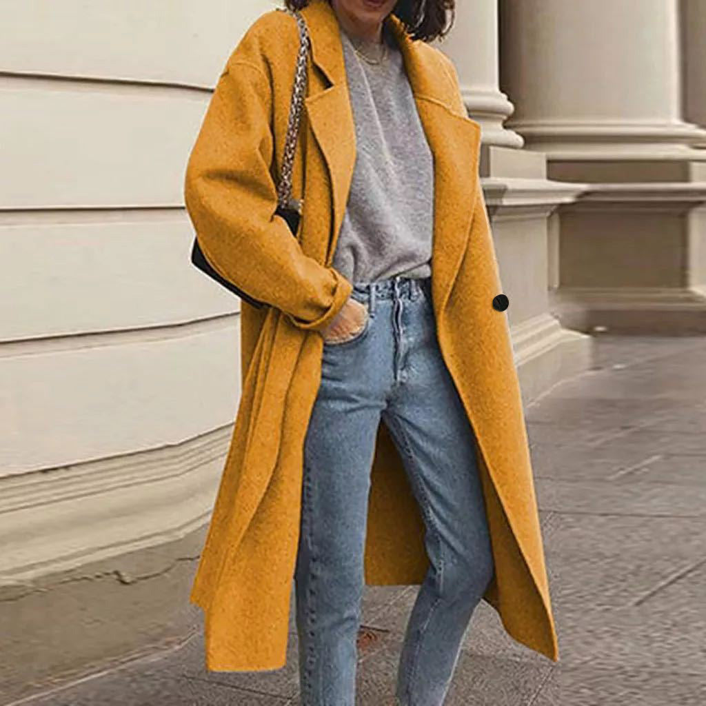 Damen Oversized Wollmantel Klassisches Design