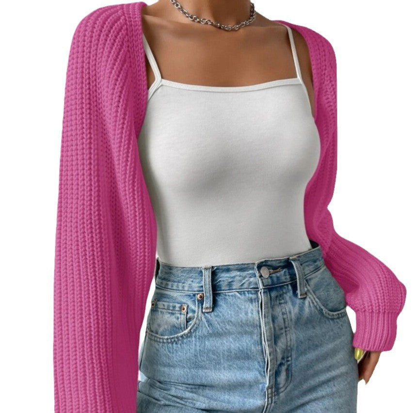 Damen Strickjacke Weite Ärmel Struktur Norvielle