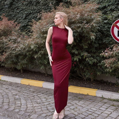 Damen Maxikleid Eleganter Schnitt Hochschlitz Norvielle