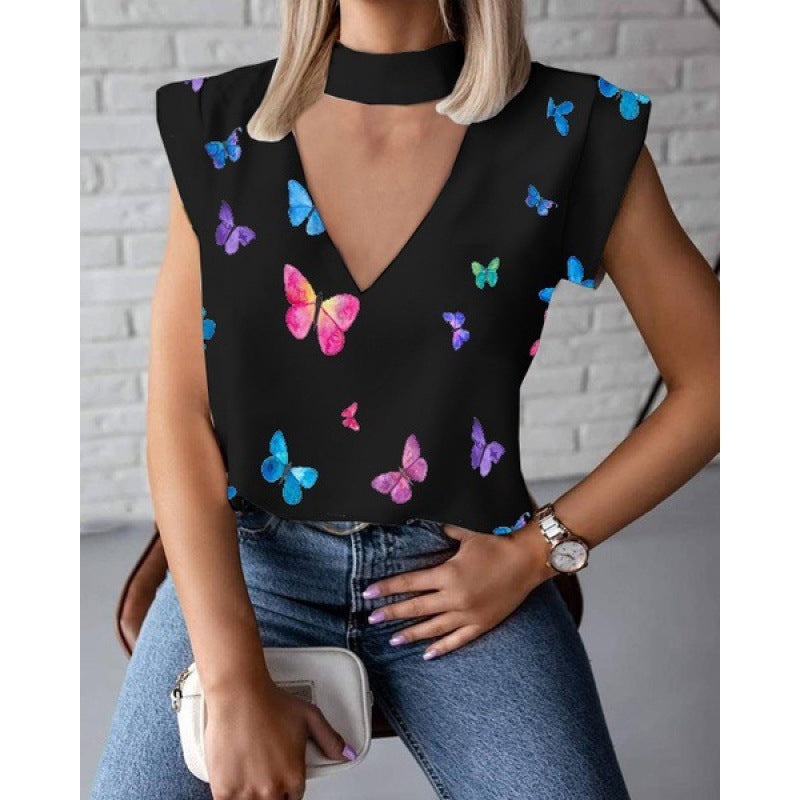 Damen V-Ausschnitt Choker Oberteil Norvielle