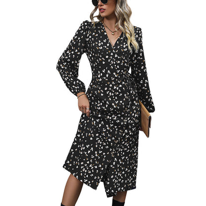 Damen Wickelkleid Floralmuster A-Linie Elegantes Design