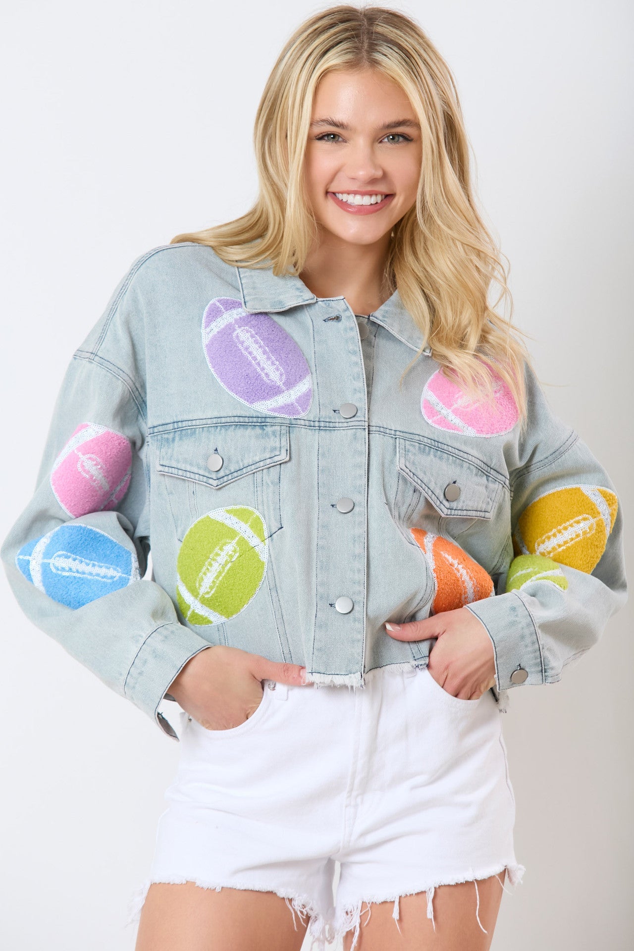 Damen Jeansjacke Sportlich Bunt Norvielle