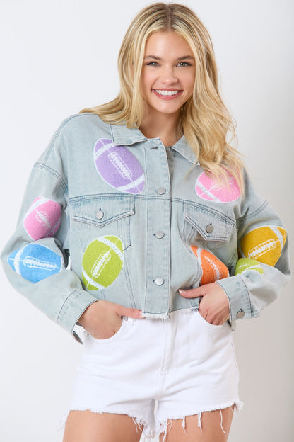 Damen Jeansjacke Sportlich Bunt Norvielle