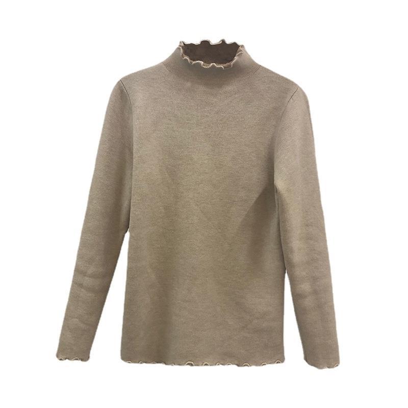 Damen Kurzer Rollkragenpullover Materialmix