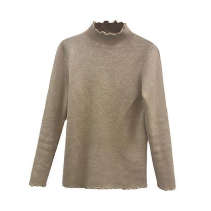 Damen Cropped Pullover Hochkragen Rüschen Norvielle