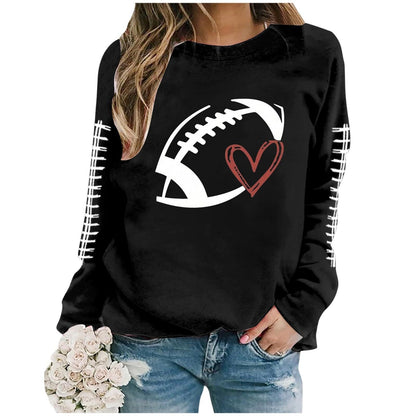 Damen Sweatshirt Fußball-Motiv Lässiger Schnitt Grau - Norvielle