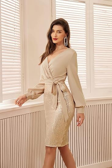 Damen Wickelkleid Glitzerrock Norvielle
