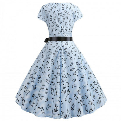 Damen Rockabilly Kleid Notenprint Norvielle