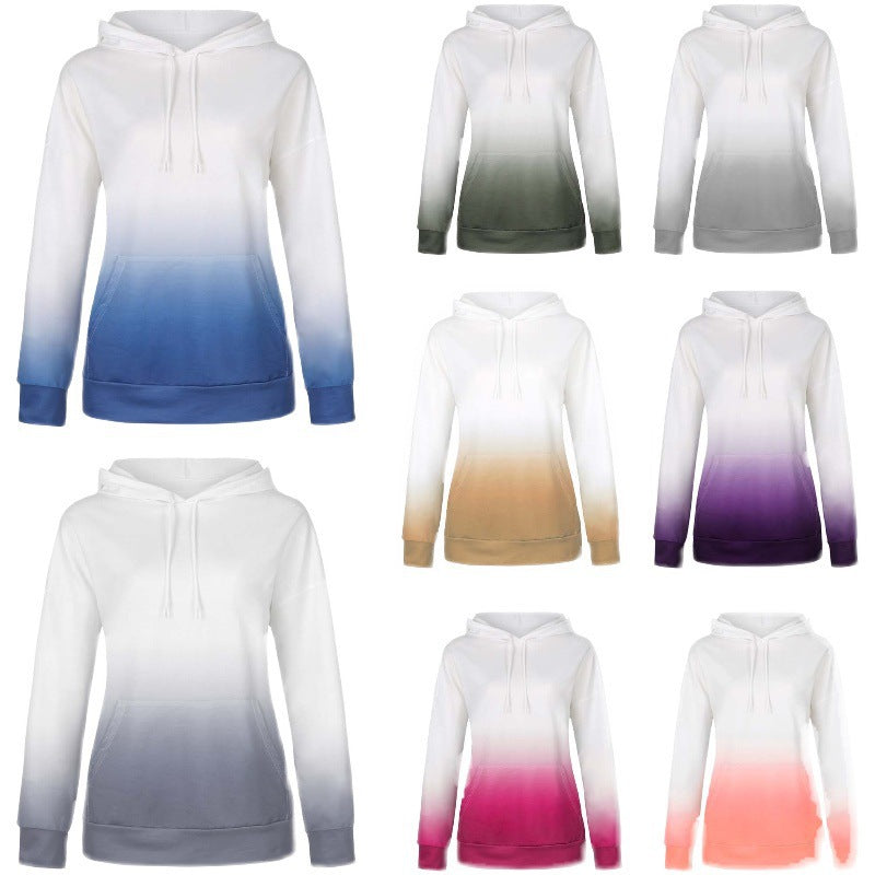 Damen Kapuzenpullover Moderner Farbverlauf Kängurutaschen