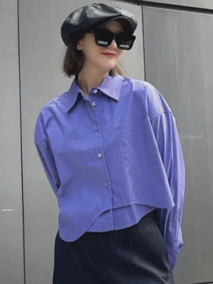 Damen Bluse Cropped Oversized Schnitt Norvielle