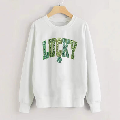 Damen Sweatshirt Glitzernd Kleeblattmotiv Norvielle