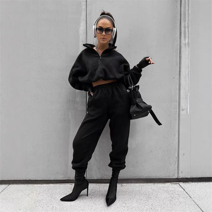 Damen Fleece Lounge Set Hochschließend Verstellbar Norvielle