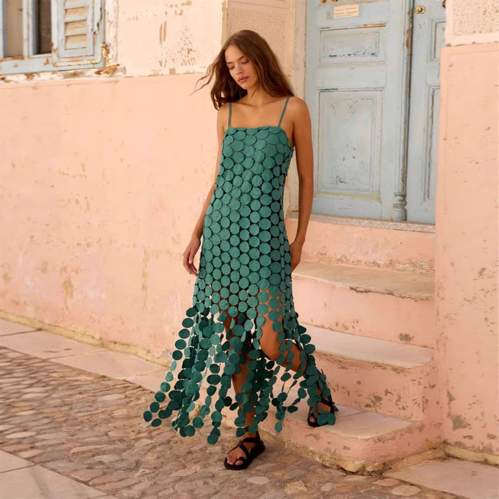 Damen Maxikleid mit Kreiselement und schwingendem Schnitt