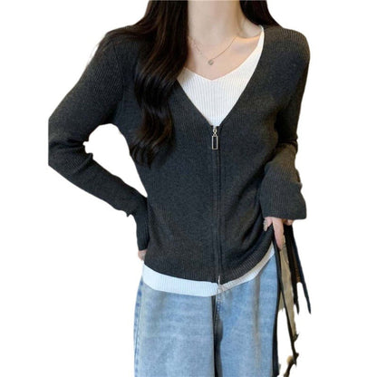 Damen Strickjacke Hochwertiger Reißverschluss Norvielle