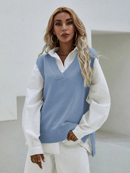 Damen Stricküberwurf V-Ausschnitt Lässig Beige