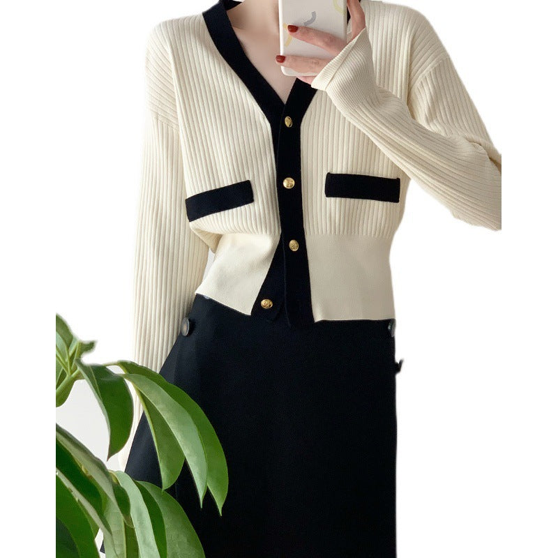 Damen Strickcardigan mit Knopfleiste und Kontrasttaschen Norvielle