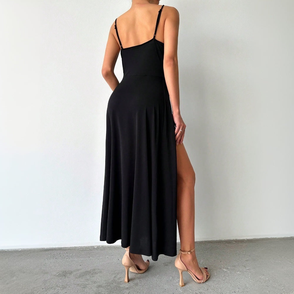 Damen Maxikleid Spaghettiträger Schlitz Norvielle