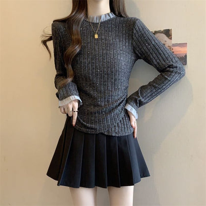 Damen Feinstrickpullover Eleganter Kragen Norvielle