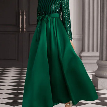 Damen Maxikleid Pailletten Akzent Schimmer Rock
