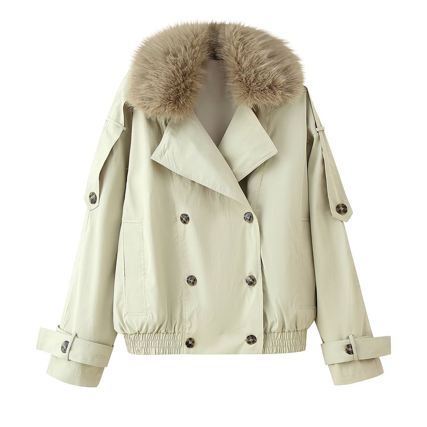 Damen Übergangsjacke Pelzkragen