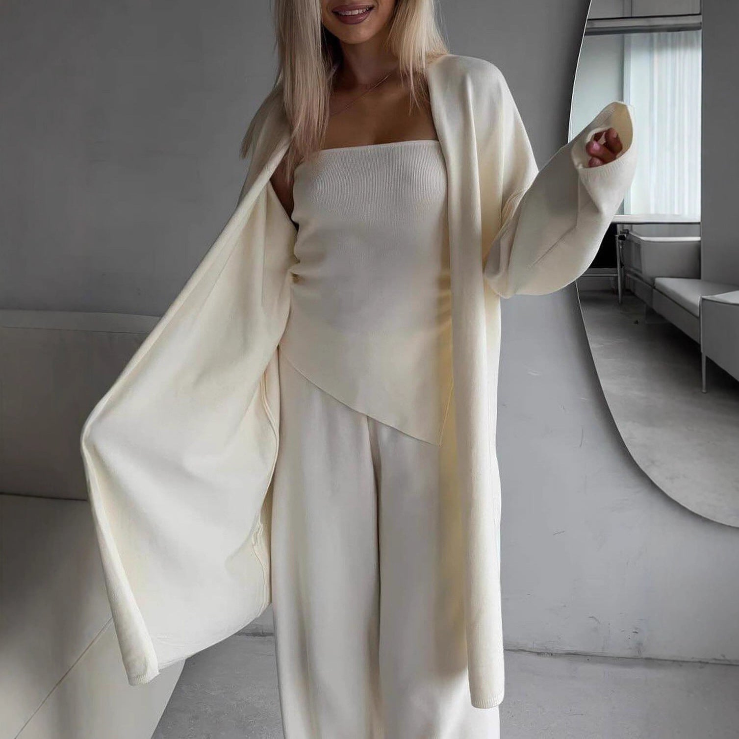 Damen Lounge-Set Ärmelloses Weiter Cardigan Norvielle - Norvielle