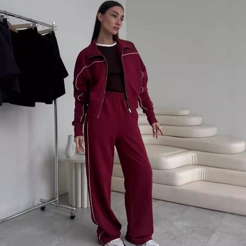 Damen Sportset mit Reißverschluss und weiten Beinen Norvielle