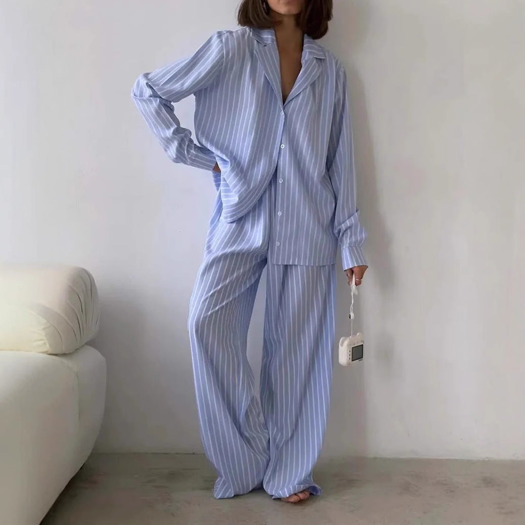 Damen Gestreiftes Pyjama-Set Baumwolle Norvielle - Norvielle