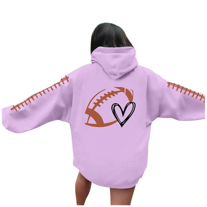 Damen Kapuzenpullover Football-Motiv Lässiger Schnitt
