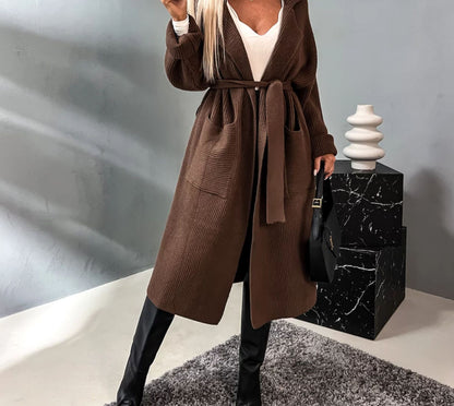 Damen Langstrickjacke Norvielle mit Taschen und Gürtel