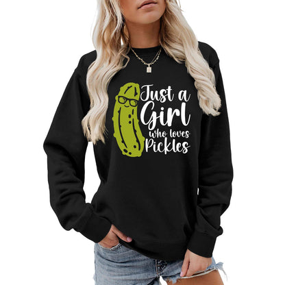 Damen Sweatshirt Gurkenmotiv Lässig Grün Norvielle