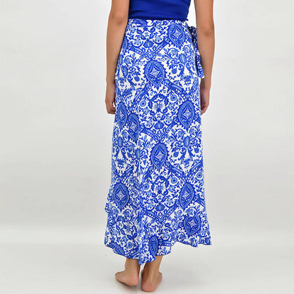 Damen Wickelrock Asymmetrisch Floralmuster
