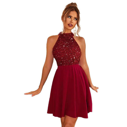 Norvielle Damen Mini Kleid Slim Fit Halter