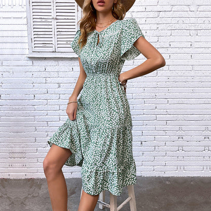 Damen Sommerkleid Rüschendetails Florales Muster Blumen Norvielle