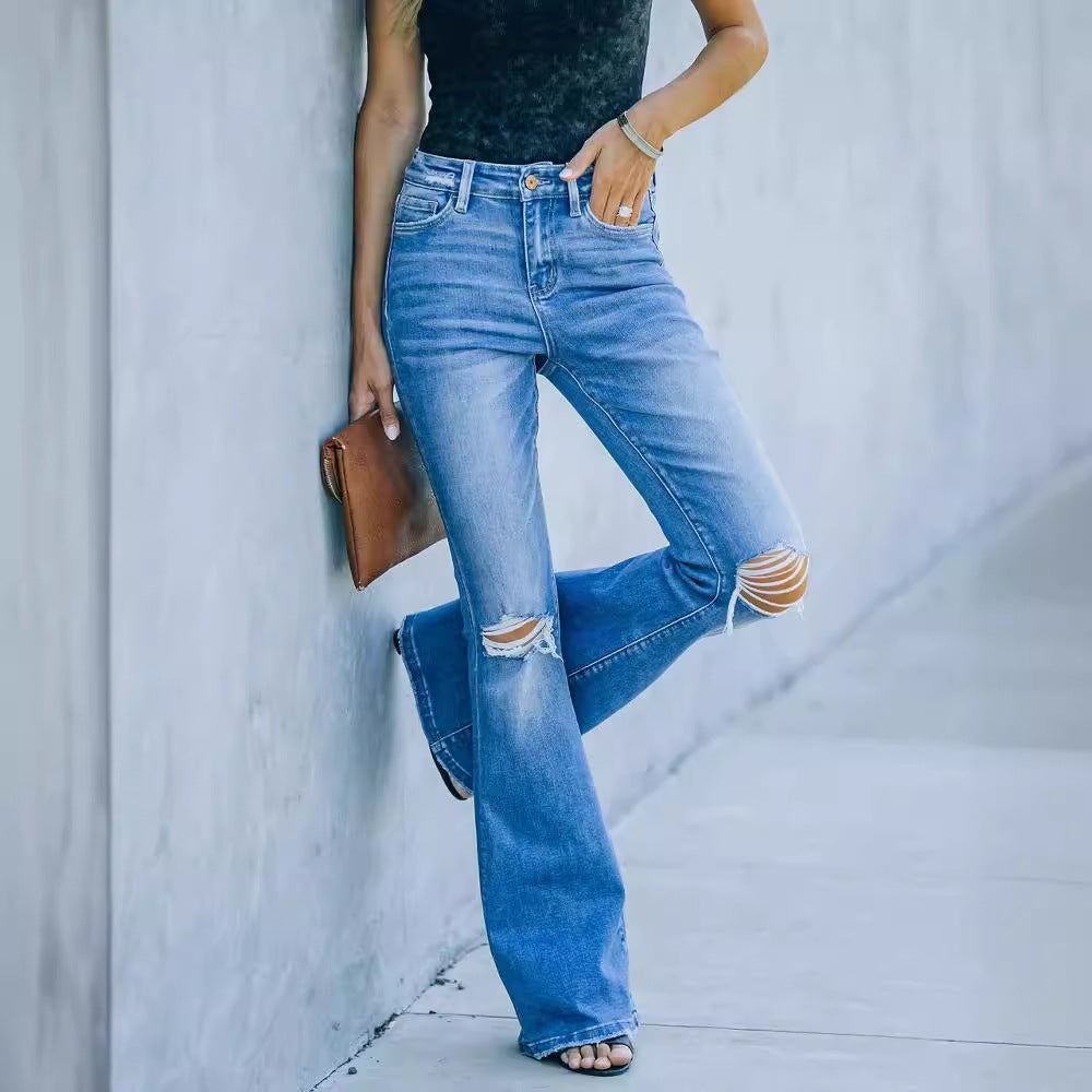 Damen Weite Jeans Destroyed Effekt
