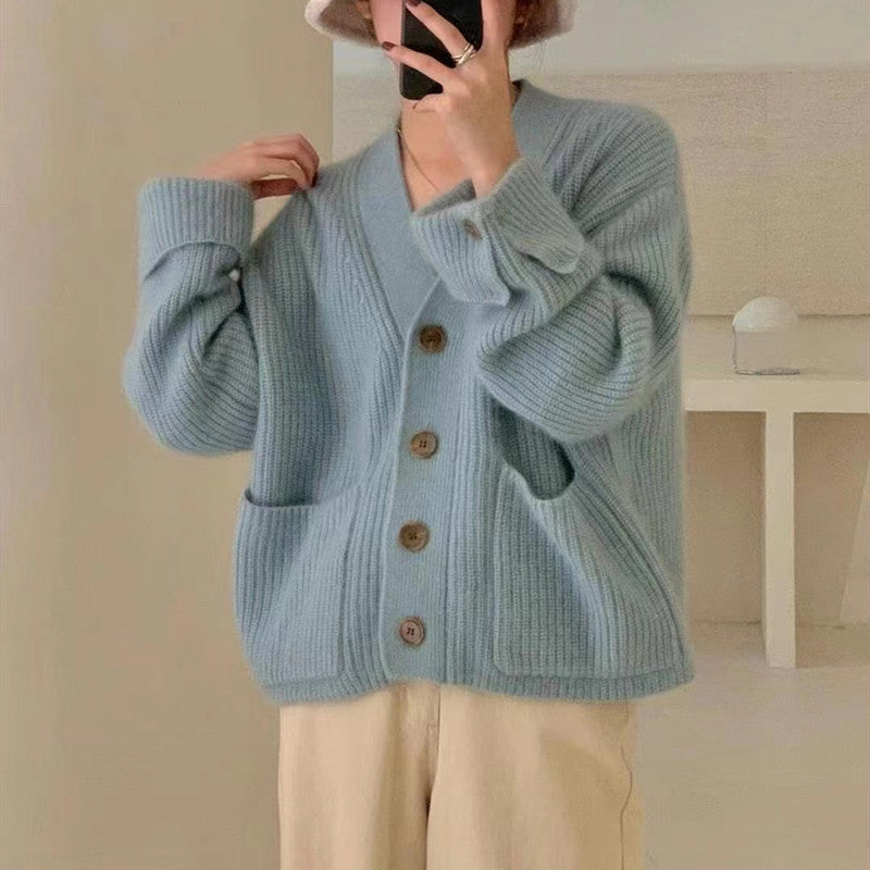 Damen Grobstrickcardigan mit Taschen Norvielle → Damen Grobstrick