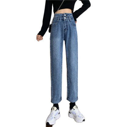 Damen Mom-Jeans Hochtaillierte Abnehmbare Säume Norvielle