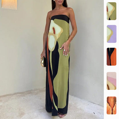 Damen Maxi-Kleid Moderner Kunststil Norvielle - Norvielle