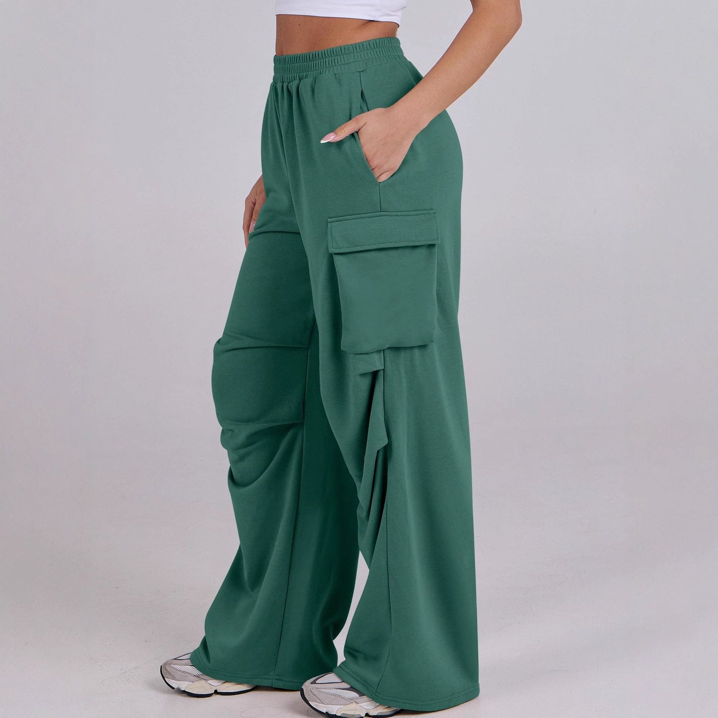 Damen Cargo-Hose Elastischer Bund Weite Beine Norvielle