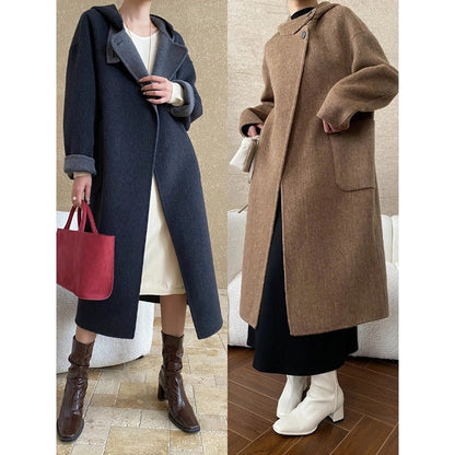 Damen Wickelmantel mit Kragendetails und warmem Futter Norvielle