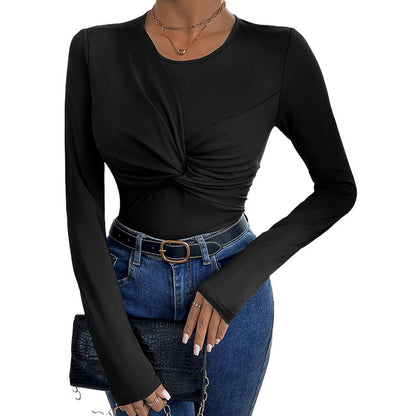 Damen Oberteil Figurbetont Twist-Design Norvielle