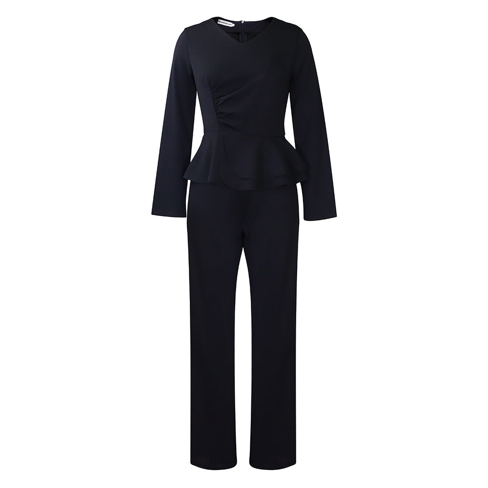 Damen Jumpsuit Peplum Langärmlig Elegant Norvielle