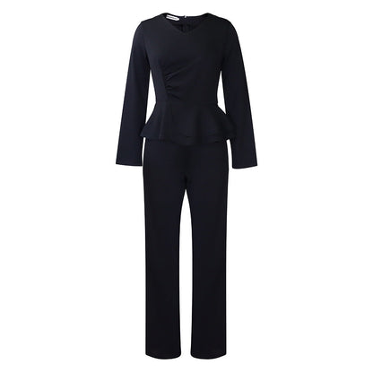 Damen Jumpsuit Peplum Langärmlig Elegant Norvielle