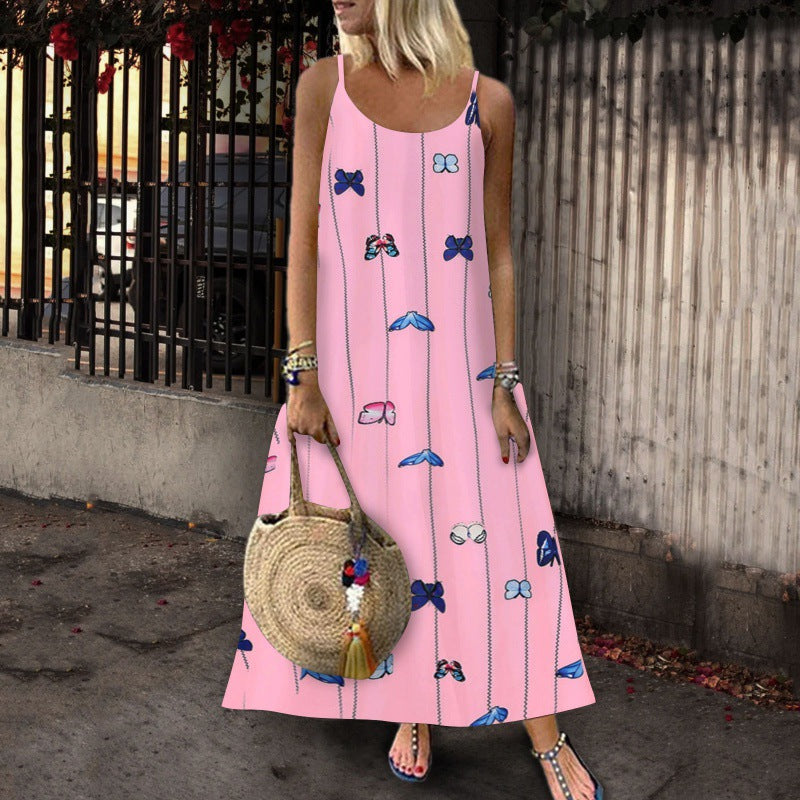 Damen Maxikleid Schmetterlingsmuster Leicht Norvielle