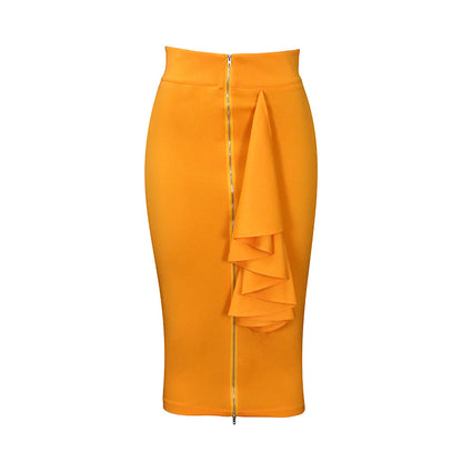 Damen Midi-Rock Asymmetrisch Rüschen Norvielle